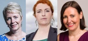 Anti-gun MPs: Karin Smyth, Louise Haigh, Vicky Foxtrot